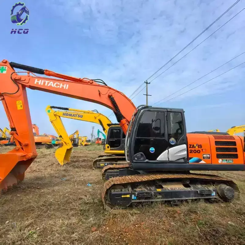 Used Hitachi ZAXIS 200 excavator, orange second hand digger for CAT vs Komatsu vs Hitachi comparison