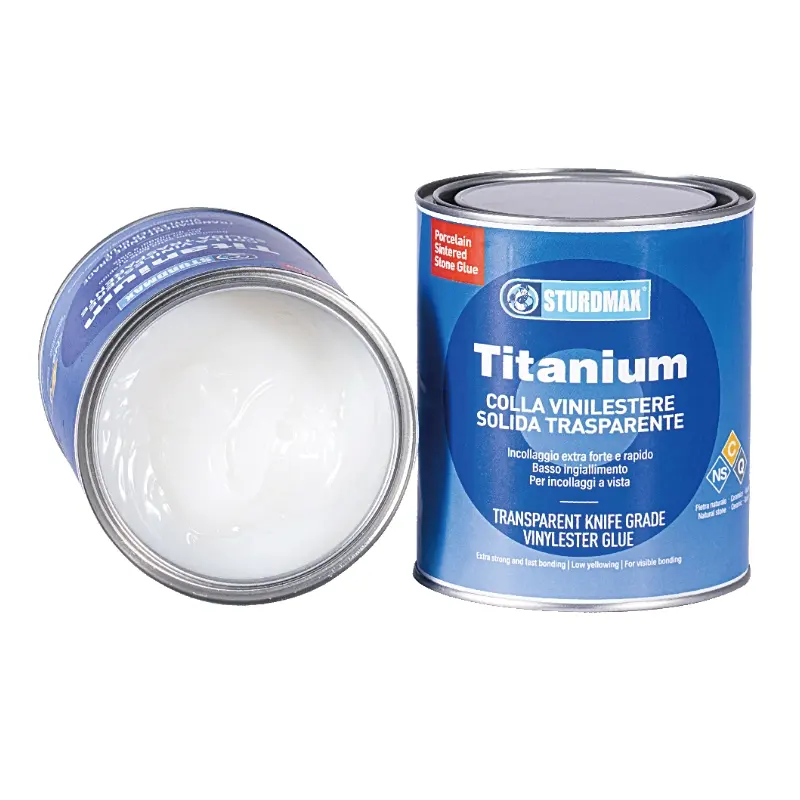Cola de porcelana de titânio, adesivo epóxi-acrilato premium, cola viniléster transparente de grau de corte para espátula, fabricante