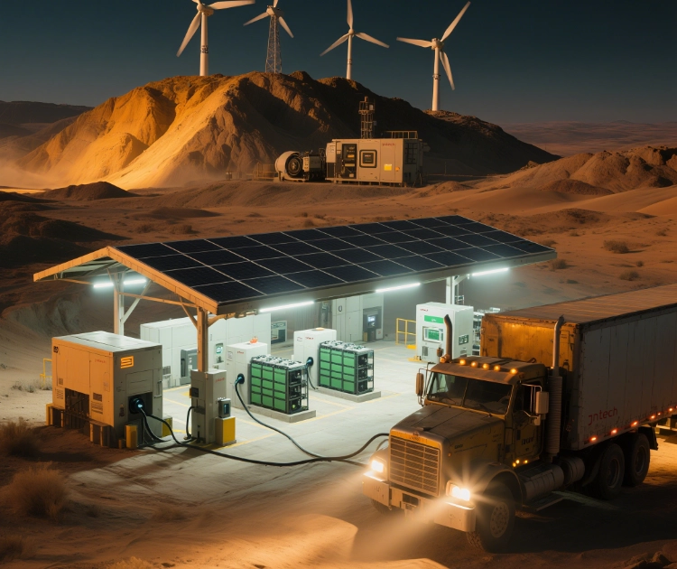 JNTech microgrid powering a remote village with solar and batteries