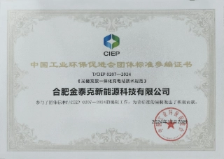 Certificado de participación en la norma del grupo de la Asociación de Protección Ambiental Industrial de China