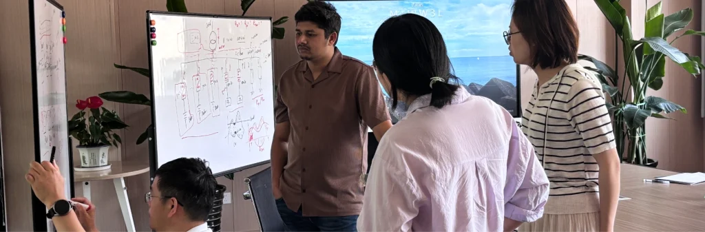 JNTech engineers conducting technical training on solar and storage system configuration for partners