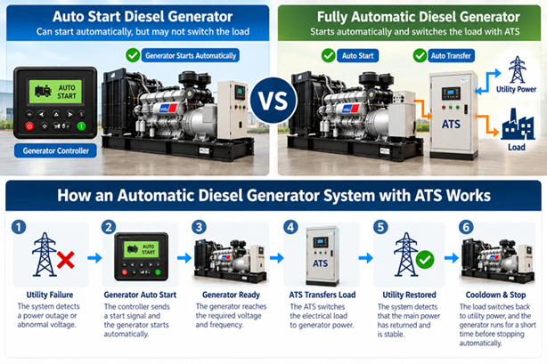 Auto Start vs Fully Automatic Diesel Generator: What’s the Difference?