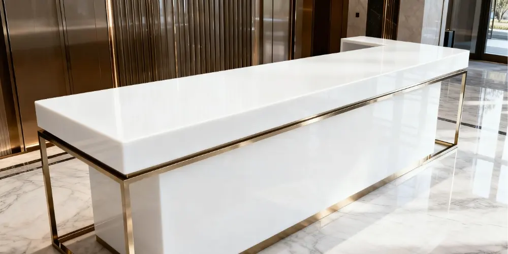 Losas de piedra de cuarzo blanco brillante