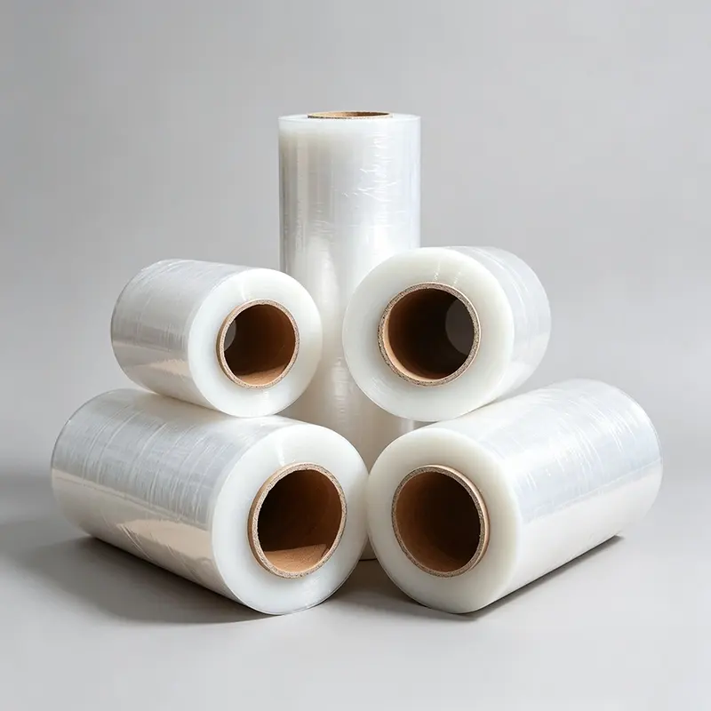 Industrial Hand Stretch Wrap 400% Stretch Rate  Waterproof No Residue Self Adhesive Pallet Wrapping Film for Commercial Packaging