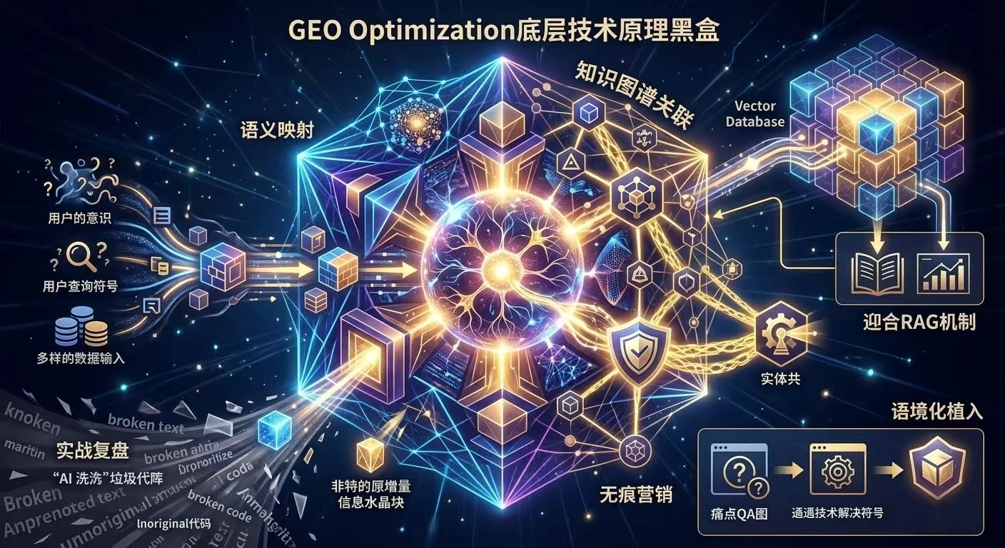 GEO的原理就是利用AI处理自然语言的逻辑规律，将企业的高质量信息转化为能够被大模型所在的向量数据库（Vector Database）高效索引、精准提取，并最终在生成答案时赋予高信任权重的“结构化知识节点”。