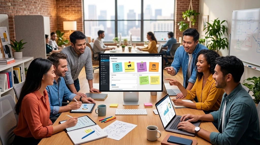 当面临多作者换岗交接时，固定在仪表盘上的操作规范能帮助新人快速无缝上手；而对于建站来说，在这里给客户留下专属的工作提示和技术支持联系方式，更是彰显服务专业度的绝佳细节。