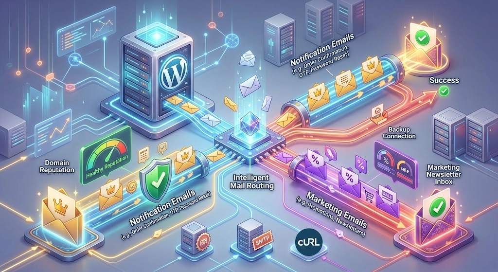 因为你把通知和营销混在了一起，所以才需要配置多个SMTP来分离通知邮件与营销邮件，避免主域名邮箱被拉黑。