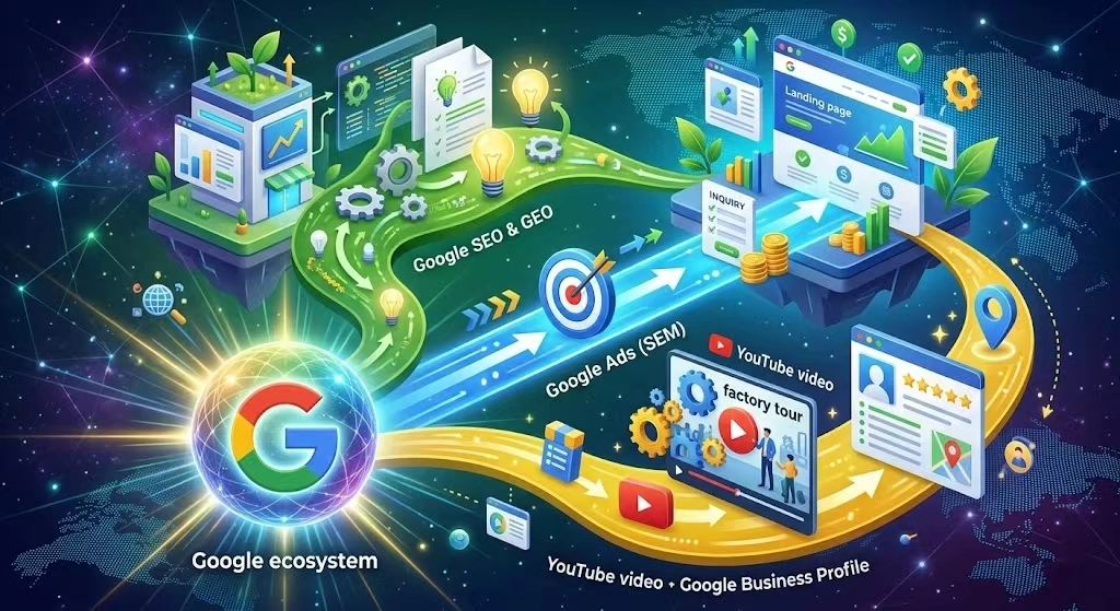 独立站如何通过谷歌做推广呢？简单来说，独立站通过谷歌做推广，离不开这三大核心渠道：GoogleSEO（搜索引擎自然优化）、GoogleAds（谷歌竞价广告）、以及YouTube视频矩阵。只有将这三大渠道组合起来，才能将潜在的那些搜索客户一网打尽。