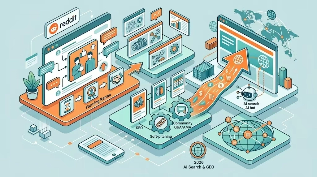 Reddit是以话题和兴趣为核心的，但同时也是最反感硬广的平台。想要将这里的精准流量引至独立站，决不能像Facebook那样直接甩链接，必须要从这几个维度出发：账号养成、精准渗透圈层、内容降维打击、巧妙的设置链接引流、协同SEO与GEO策略。必须先提供优质价值，再去进行流量收割。