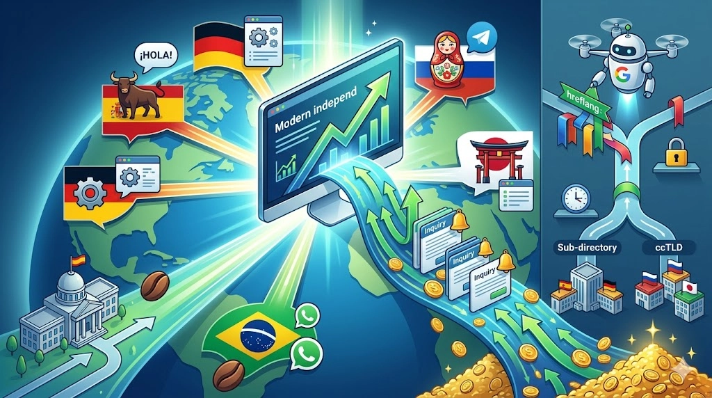 独立站小语种怎么布置才能提高询盘转化率呢?核心在于:市场策略、本地化运营与技术执行。