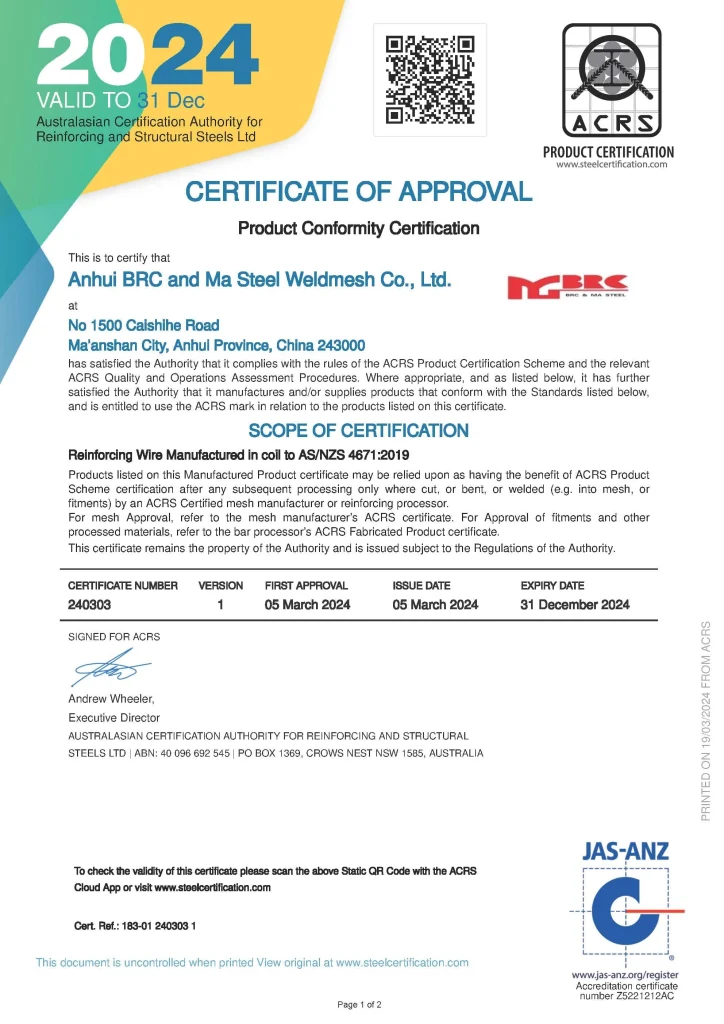 MGBRC's MESH & WIRE Certified by ACRS