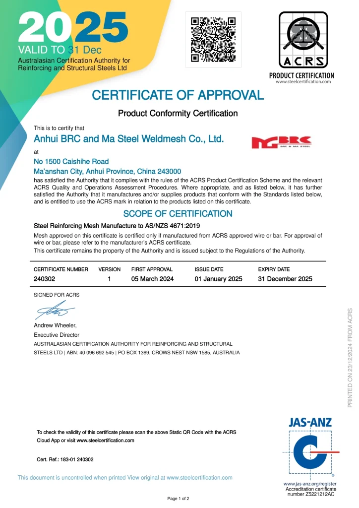 MGBRC Updated it's ACRS Certificates for Mesh & Coils