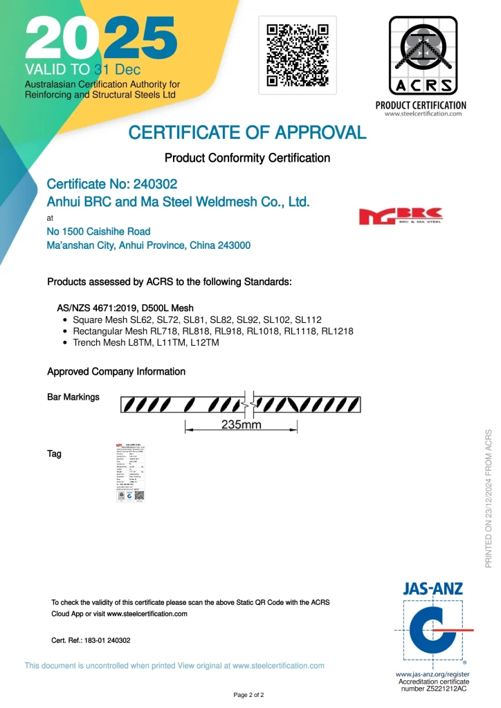 MGBRC Updated it's ACRS Certificates for Mesh & Coils