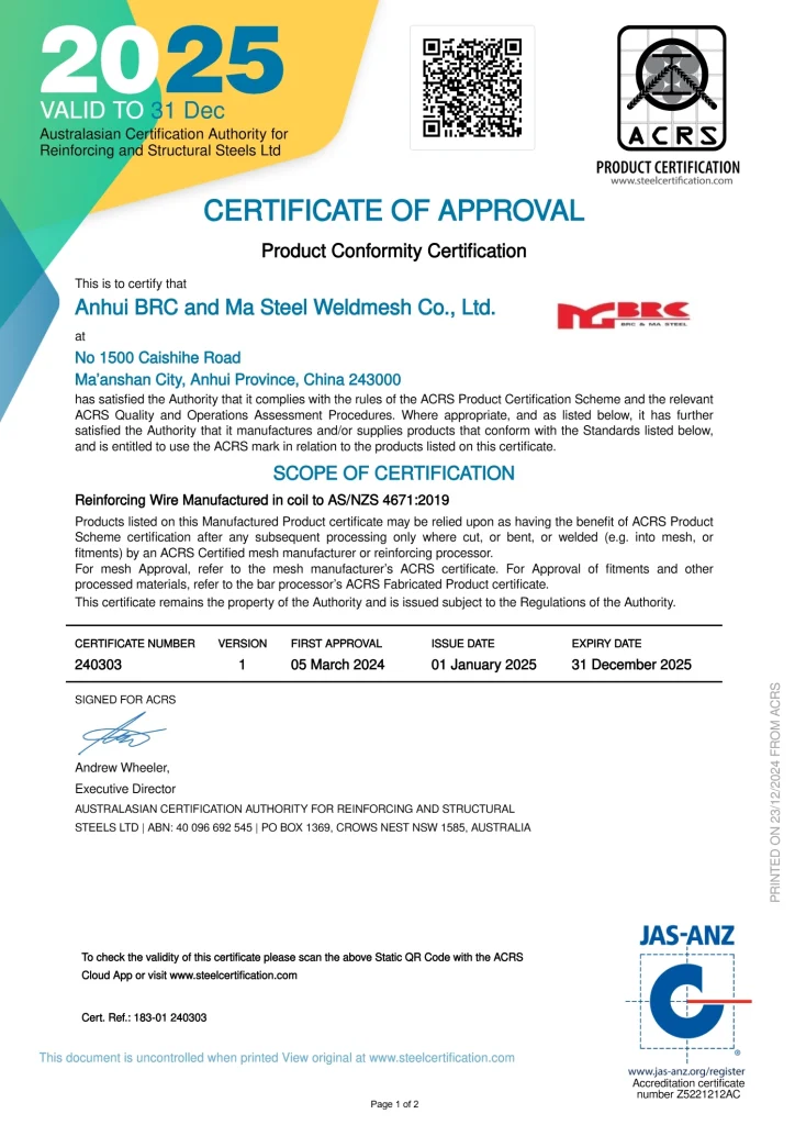 MGBRC Updated it's ACRS Certificates for Mesh & Coils