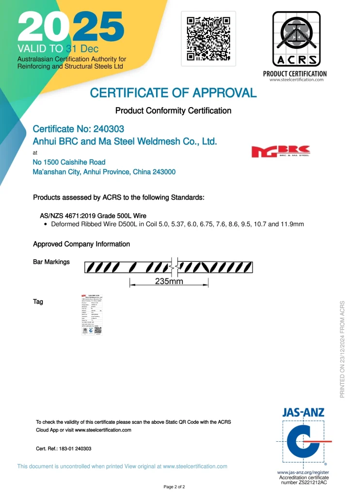 MGBRC Updated it's ACRS Certificates for Mesh & Coils