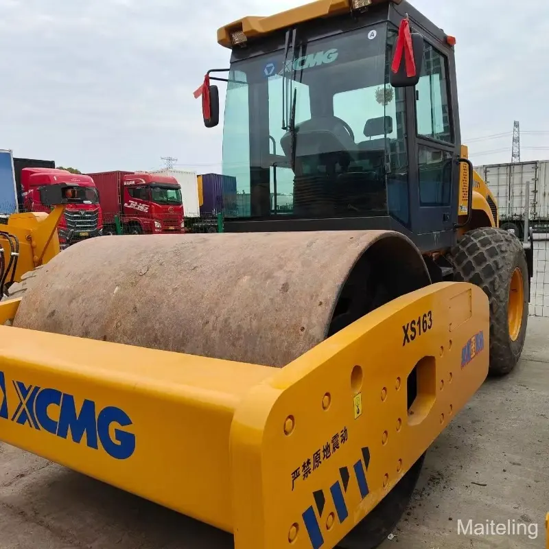 Second Hand XCMG XS163 Single Drum Vibratory Road Roller Construction Equipment