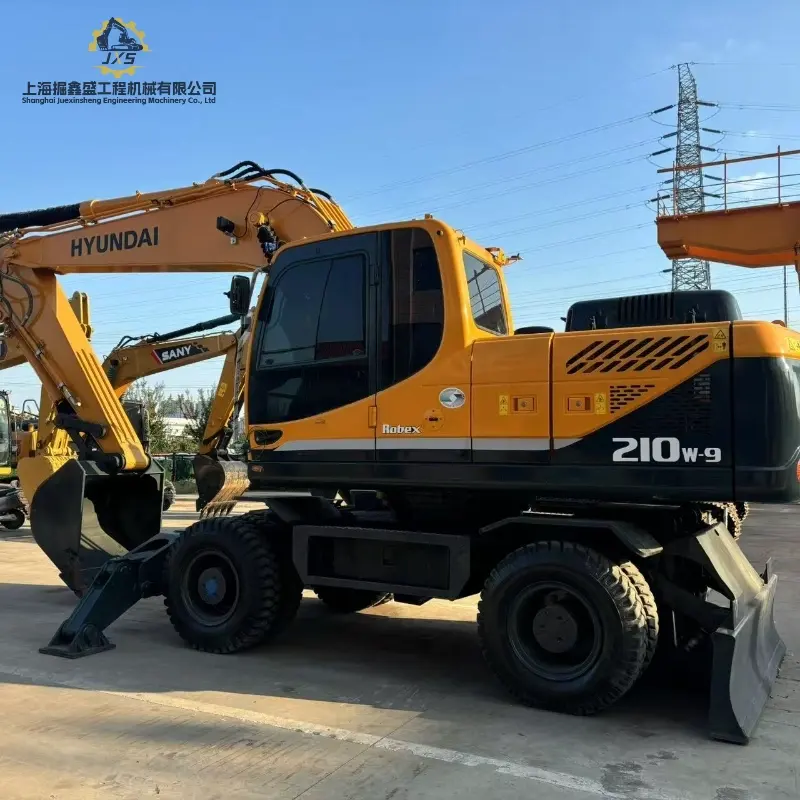Powerful Durable Used HYUNDAI 210W-9 Medium Wheeled Excavator Construction Equipment Supplier