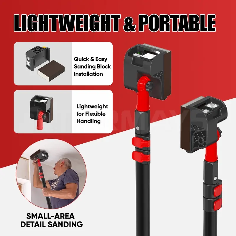 Battery powered hand sander with LED lights for drywall putty wall sanding