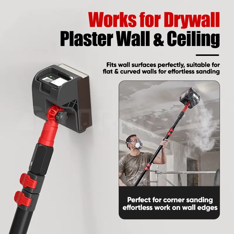 Battery powered hand sander with LED lights for drywall putty wall sanding