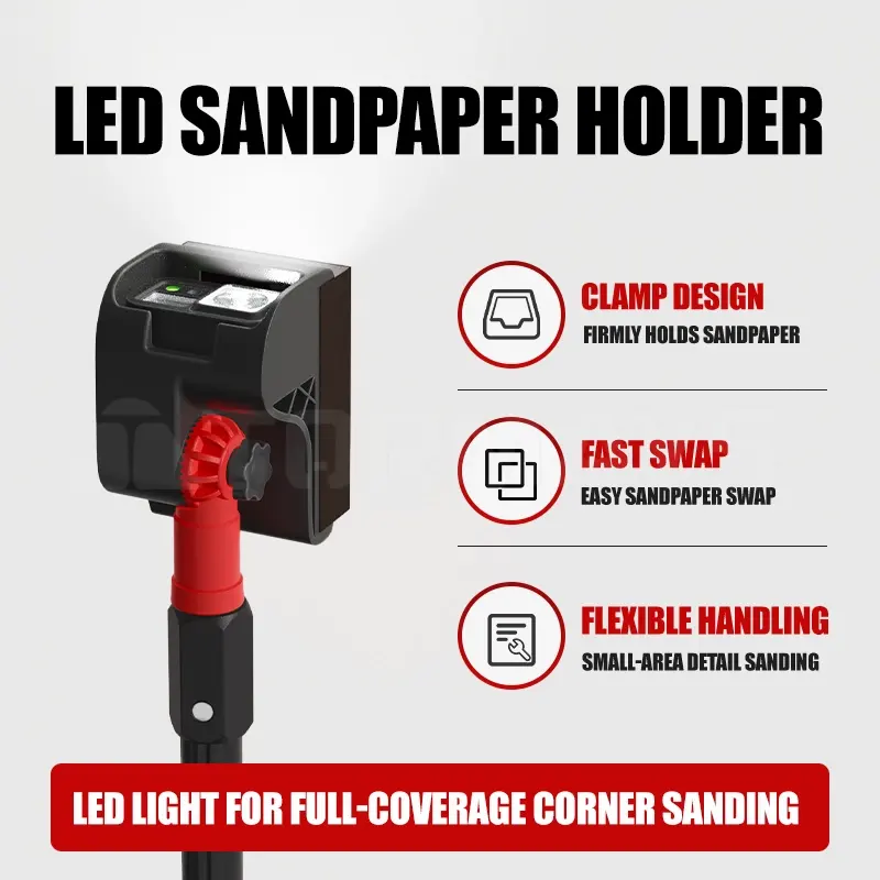 Battery powered hand sander with LED lights for drywall putty wall sanding