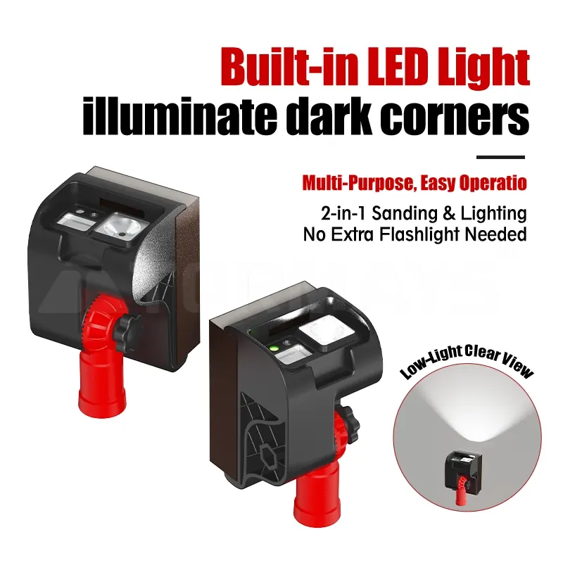 Battery powered hand sander with LED lights for drywall putty wall sanding