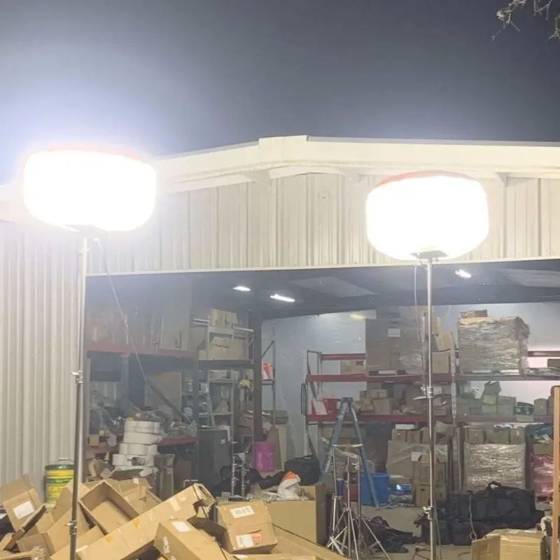 Iluminación temporal del área de trabajo con torre LED de globo