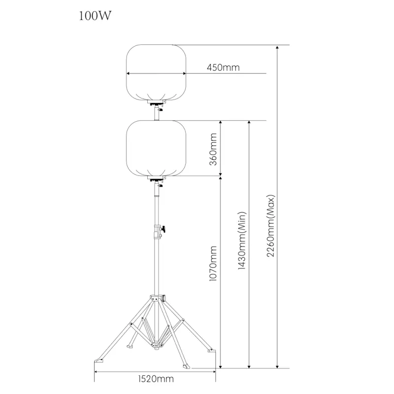 Mini torre de iluminación con globos de 100 W