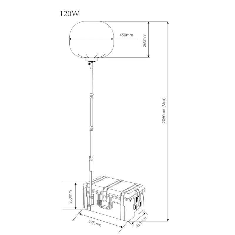 Lámpara de globo con estuche de 120 W