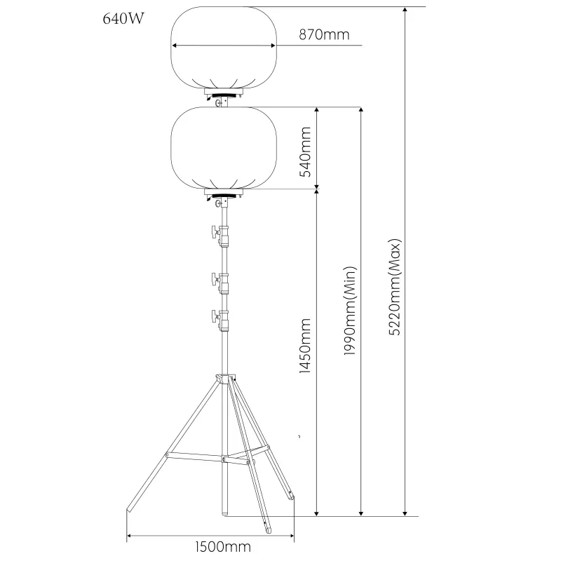 Tour d'éclairage ballon 640 W