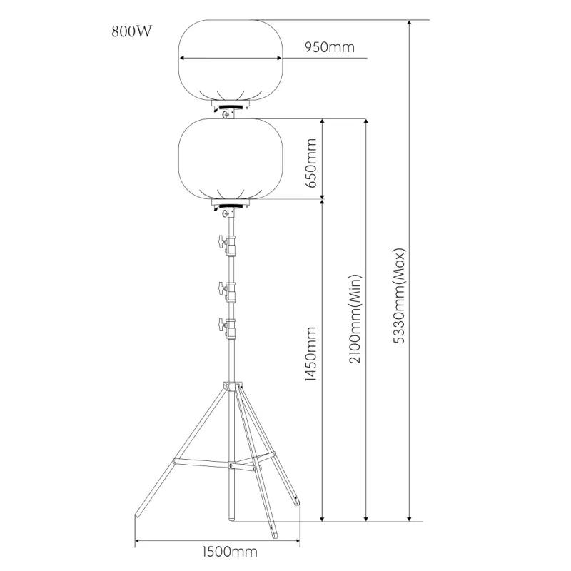 Tour d'éclairage ballon 800 W