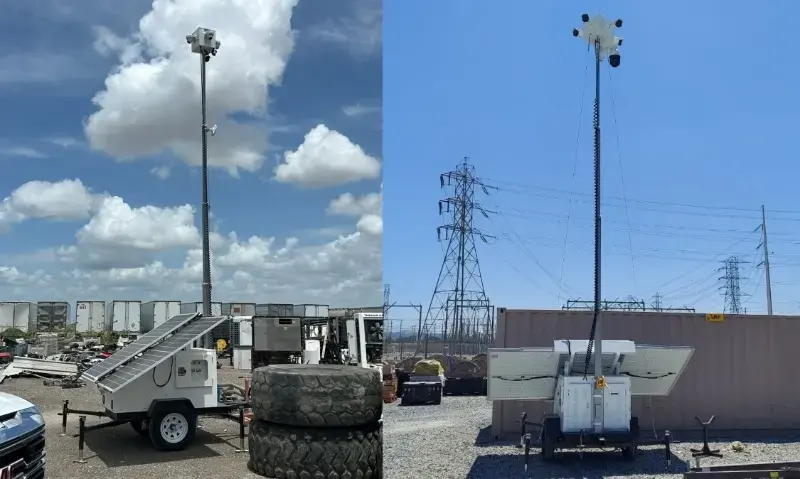 Mobile surveillance tower for construction sites