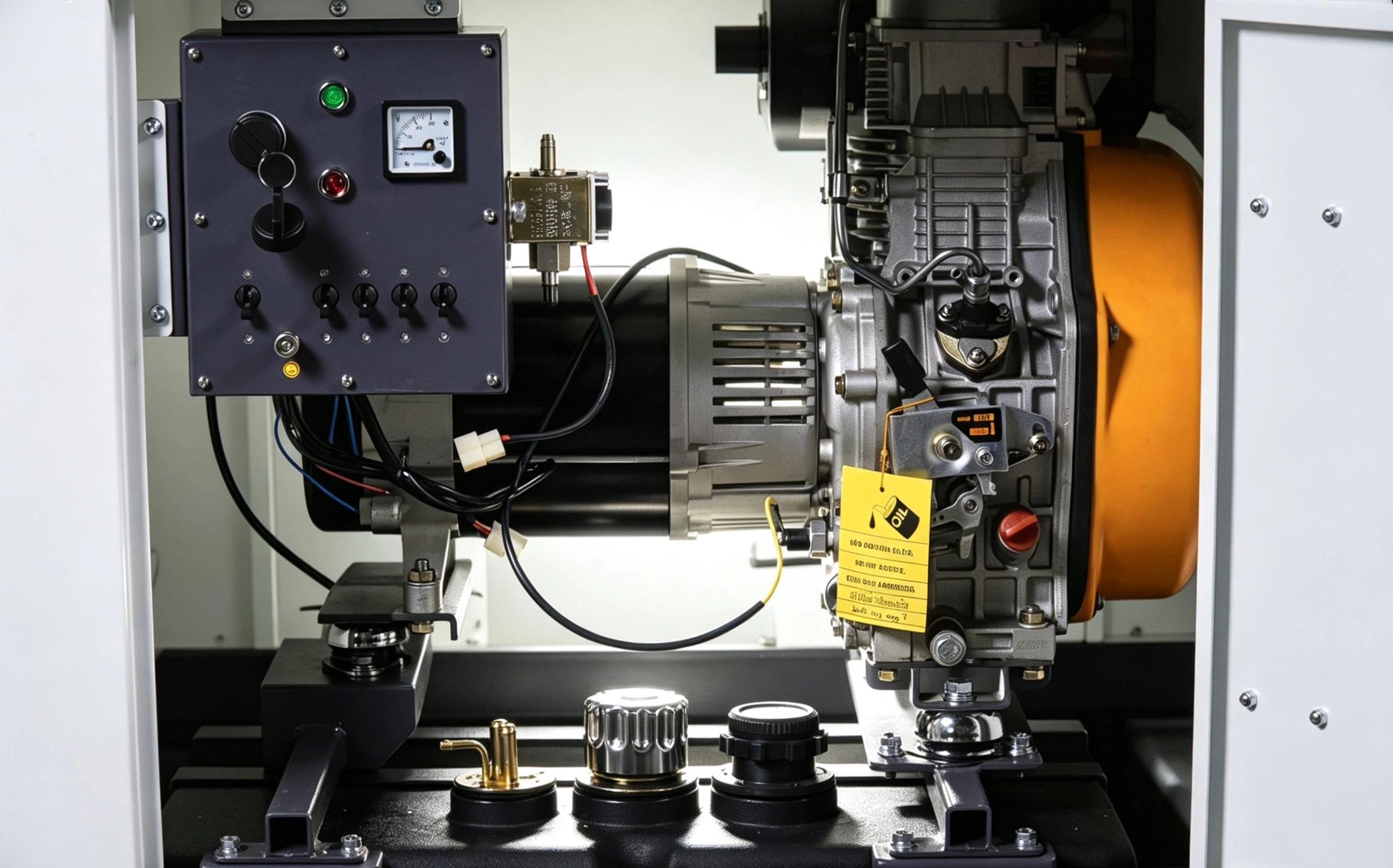 Painel de controle e motor interno do farol