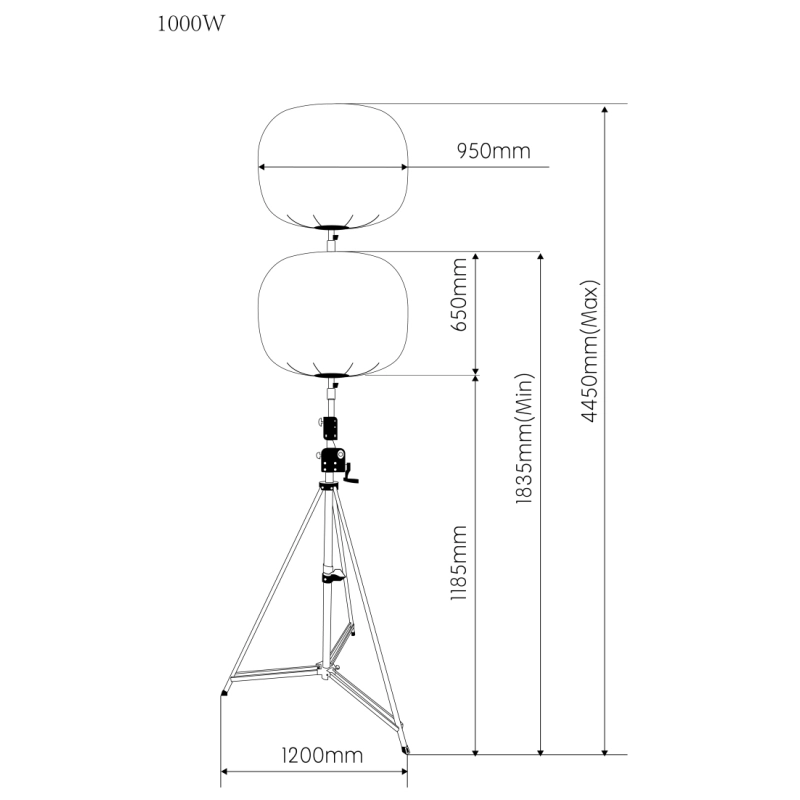 Tour d'éclairage ballon 1000 W