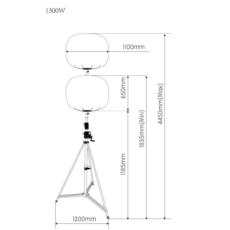 Tour d'éclairage ballon 1300 W