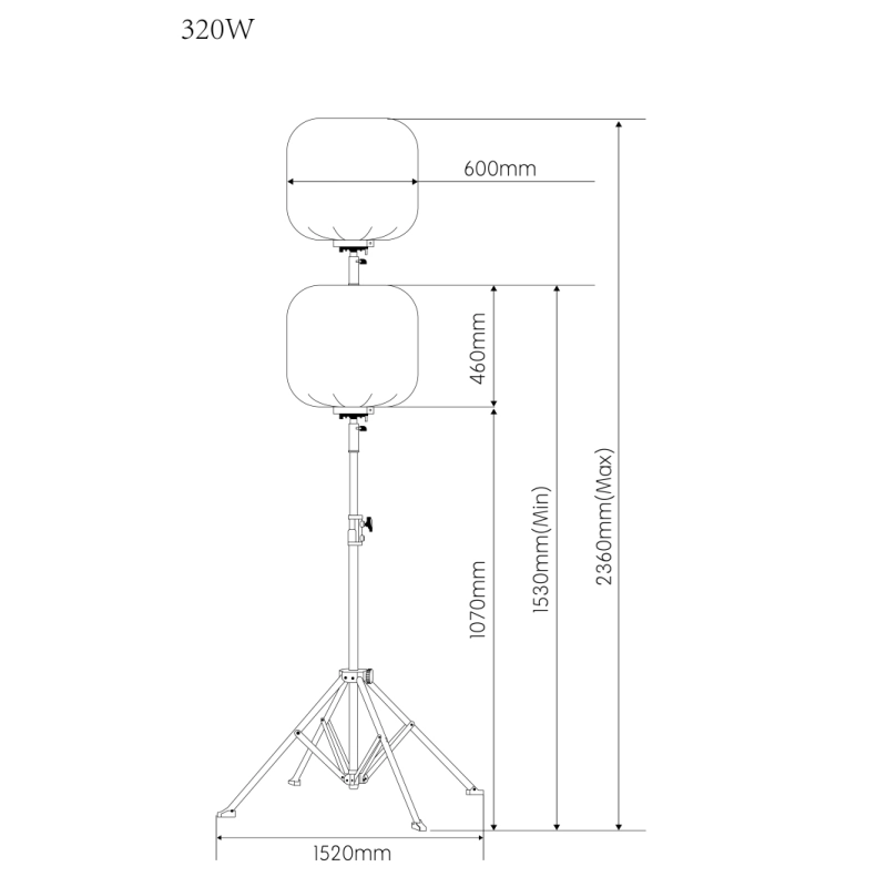 Torre de iluminação de balão de 320 W