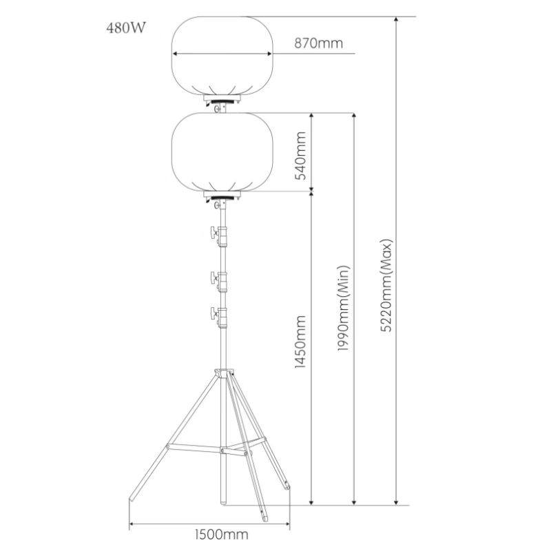 Torre de iluminação de balão de 480 W