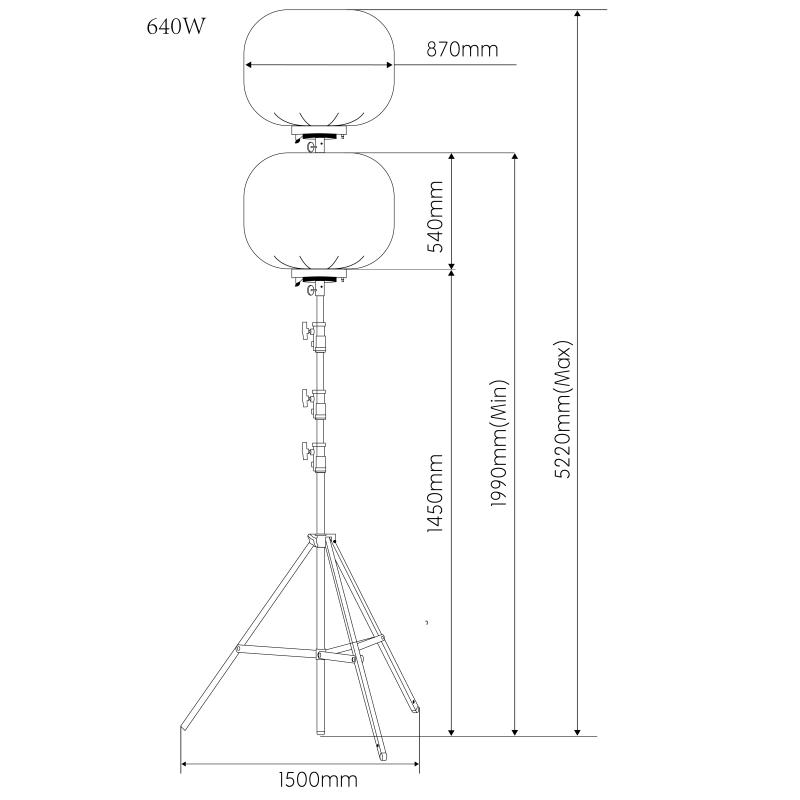 Torre de iluminação de balão de 640 W