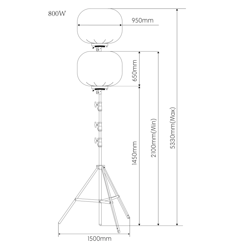 Torre de iluminação de balão de 800 W
