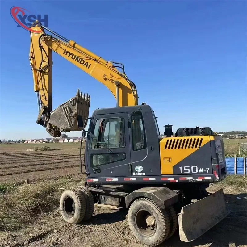 Hot Sale Used Hyundai 150W-7 Wheeled Excavator Good Performance Global Supply