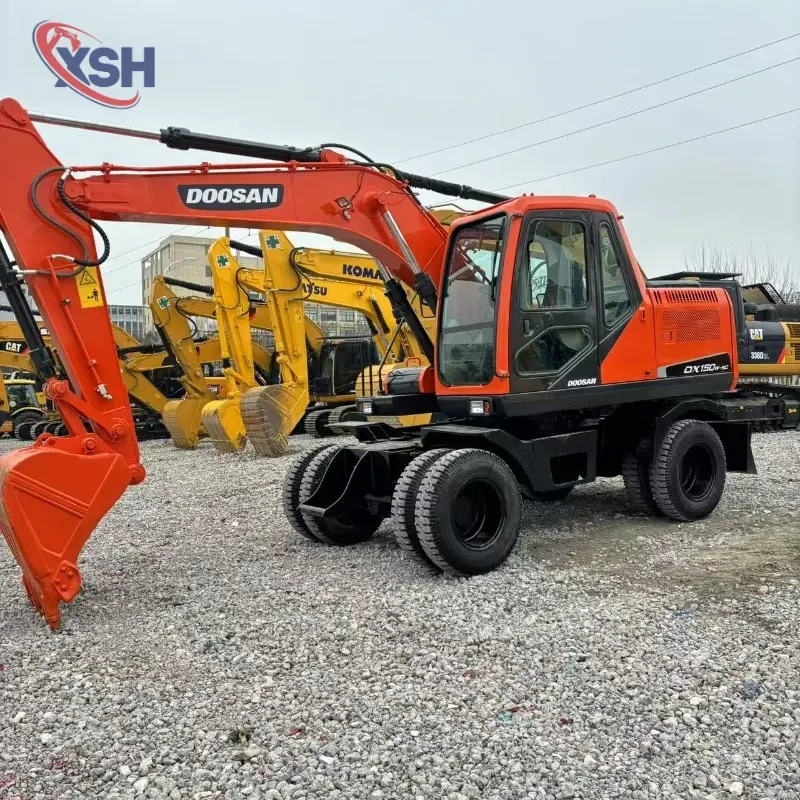 Mobile Powerful Second-hand DOOSAN DX150W-9 Wheeled Excavator Mining Equipment