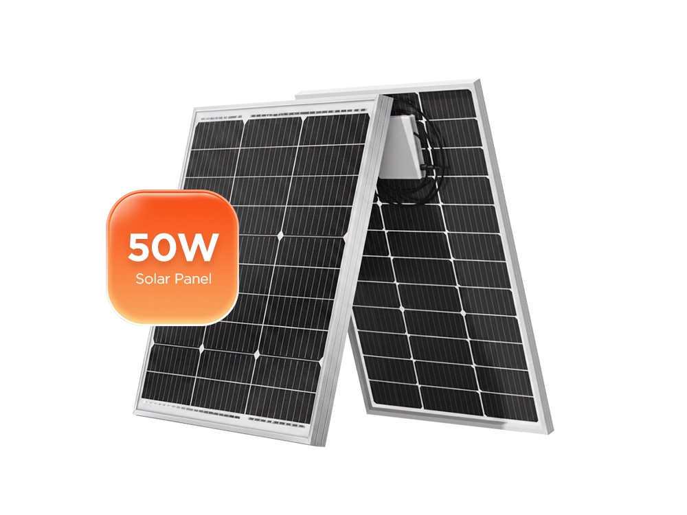 Solvic 50W solar panel front view - monocrystalline module for 12V battery charging, RV, boat, and off-grid applications