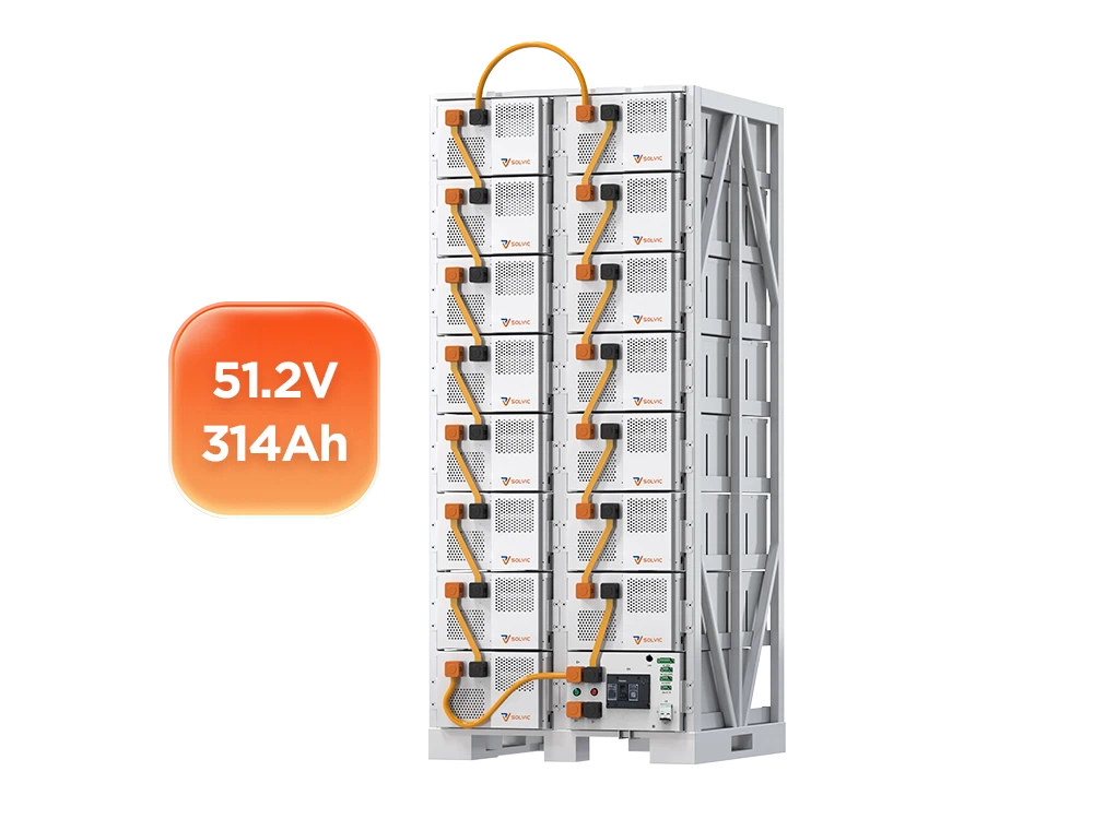 80kWh to 257kWh LiFePO4 battery front view – 51.2V 314Ah high voltage rack module with LCD display and LED indicators for C&I energy storage systems