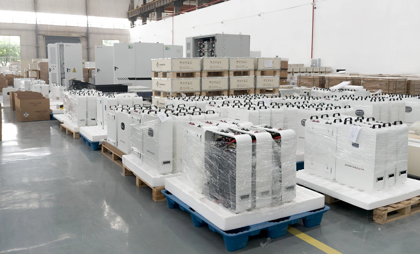 Lithium battery factory stock, ready-to-ship cells on warehouse shelves