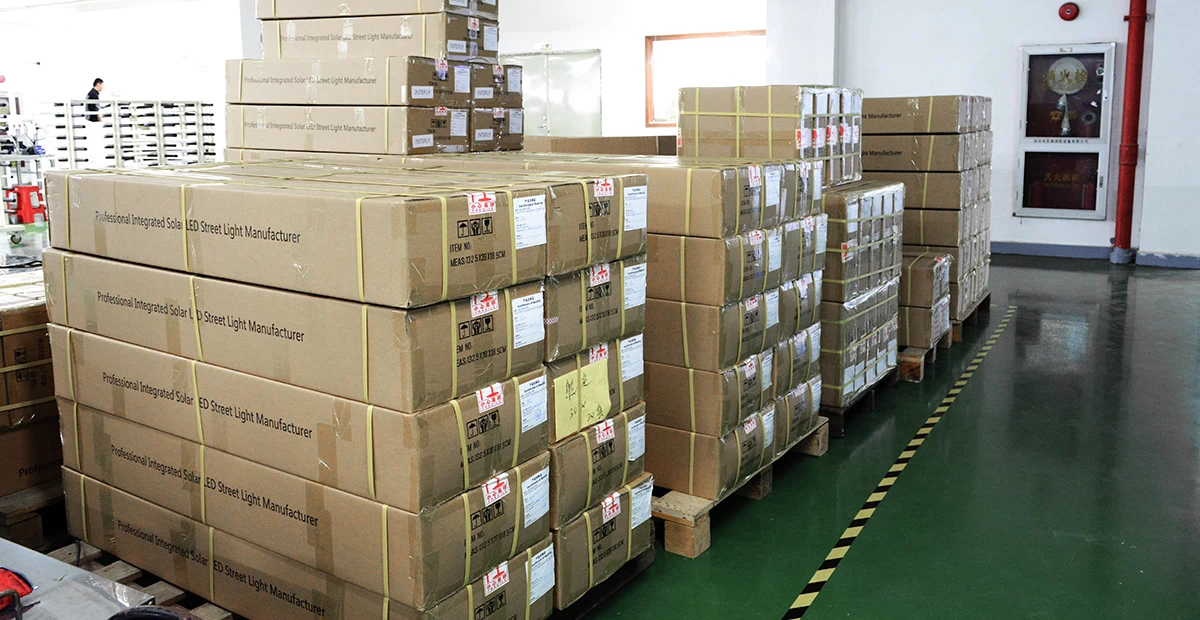 Solar street light packed in carton box with foam protection for safe delivery
