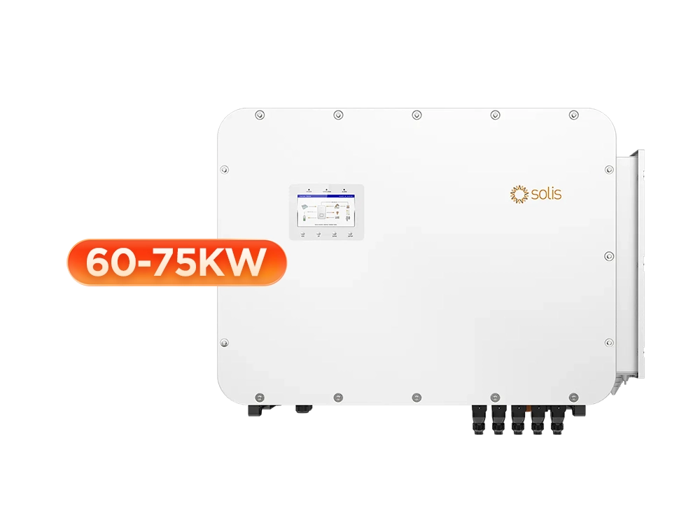 Solis S6 60kW 75kW three phase hybrid inverter front view – 220/380V output, high voltage battery compatible for C&I energy storage and commercial solar system