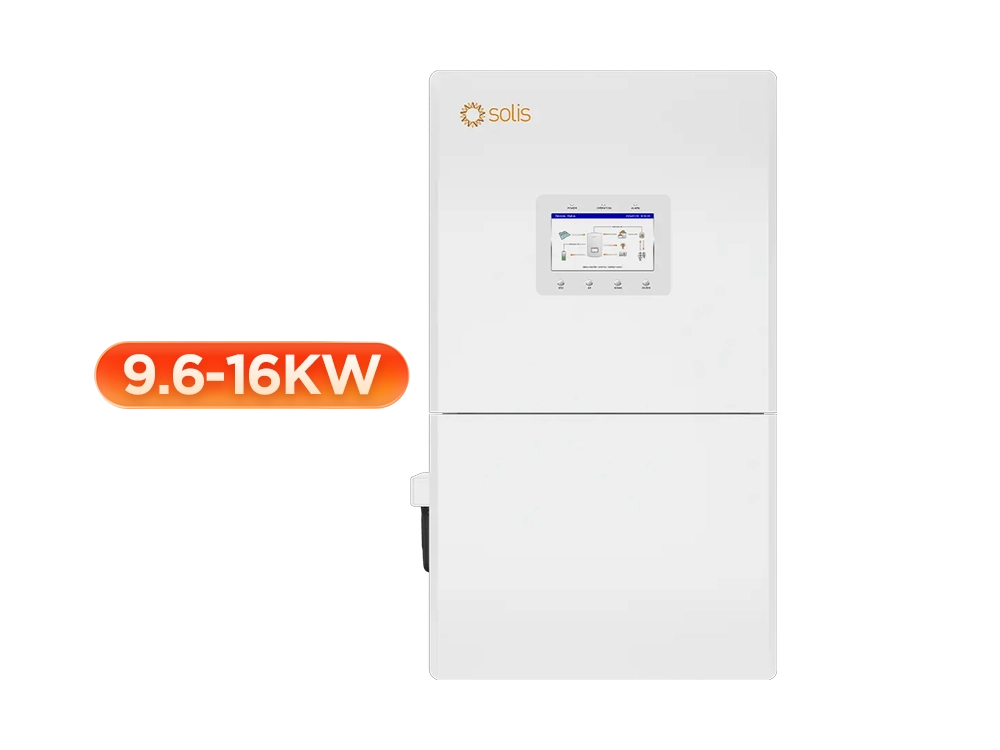 Solis S6 9.6-16kW split phase hybrid inverter front view – 48V low voltage battery, 200A grid pass-through, 290A battery charge/discharge for whole home backup solar system