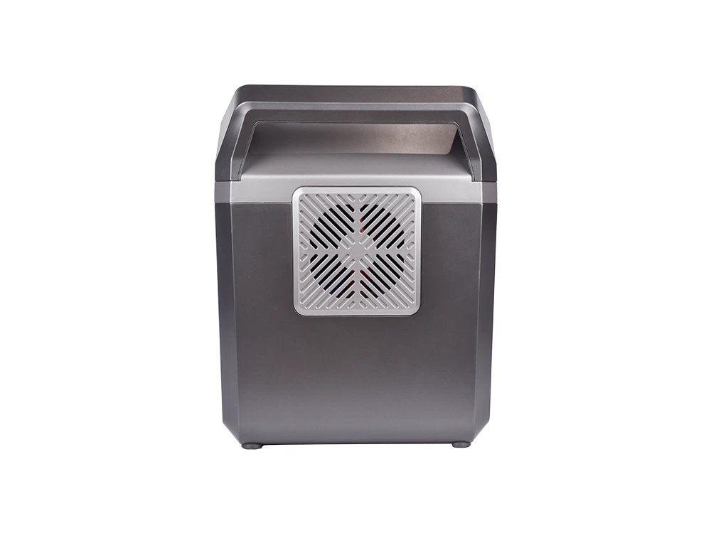 200W to 3000W double handles portable power station side view – AC outlets, USB fast charging ports, DC outputs, car port, and side ventilation grills for efficient thermal management during high-power operation