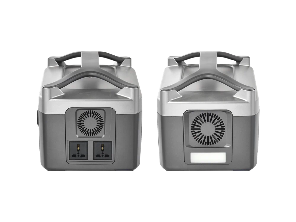 500W to 1500W single handle portable power station side view – AC outlets, USB fast charging ports, DC outputs, car port, and side ventilation grills for reliable thermal performance during extended use