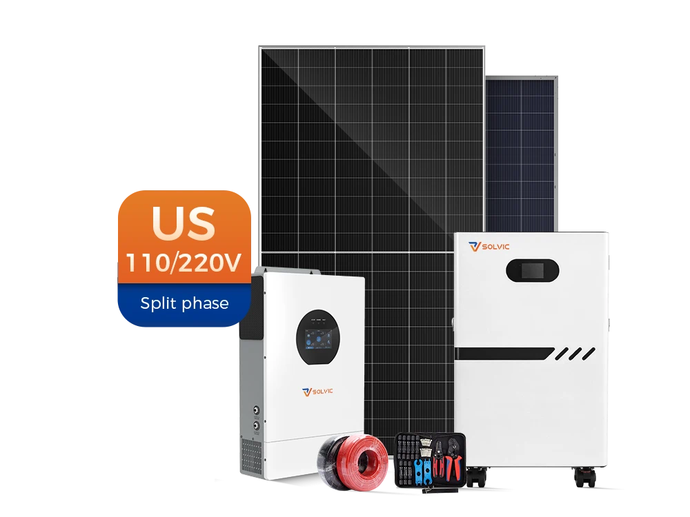 Solvic 10kW Eco solar storage system standard proposal kit – complete split phase solar solution with solar panels, 10kW hybrid inverter, 48V LiFePO4 battery bank, combiners, cables, and accessories for US 110/220V residential off-grid and grid-tied applications