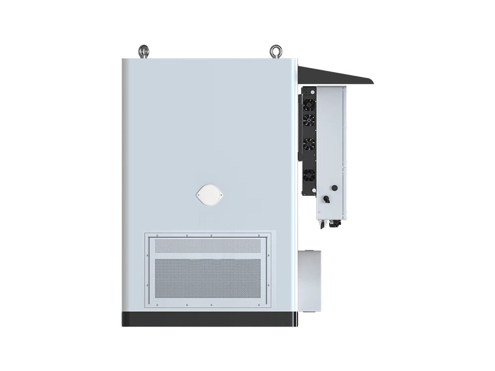 Solvic 96-156KWH liquid cooling battery cabinet back view – rear liquid cooling pipe connections, power cable entry ports, grounding terminals, and ventilation louvers for compact battery installation and maintenance access
